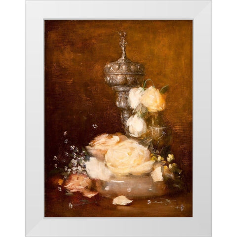 Silver Chalice with Roses White Modern Wood Framed Art Print by Weir, J Alden