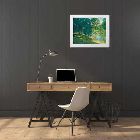 Afternoon by the Pond White Modern Wood Framed Art Print by Weir, J Alden