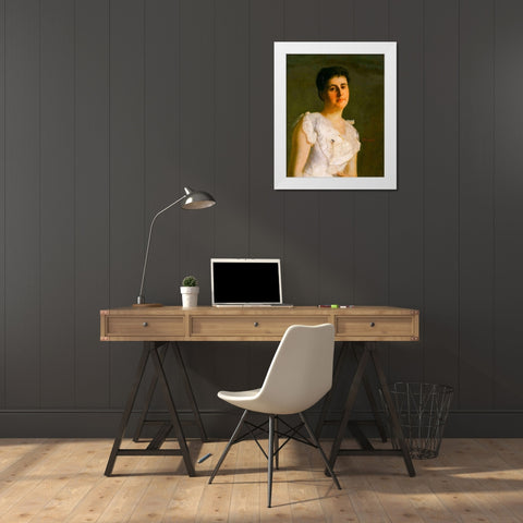 Miss Edith Potter White Modern Wood Framed Art Print by Weir, J Alden