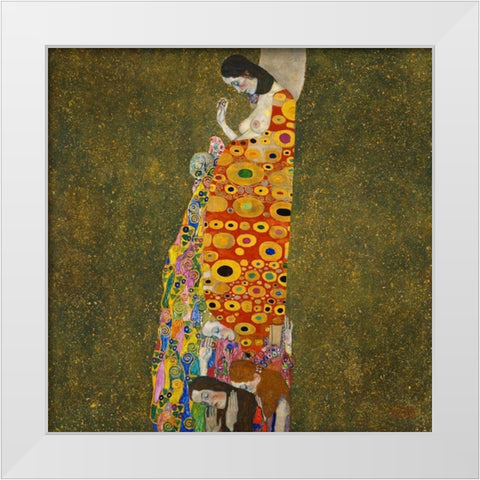 Hope, II White Modern Wood Framed Art Print by Klimt, Gustav