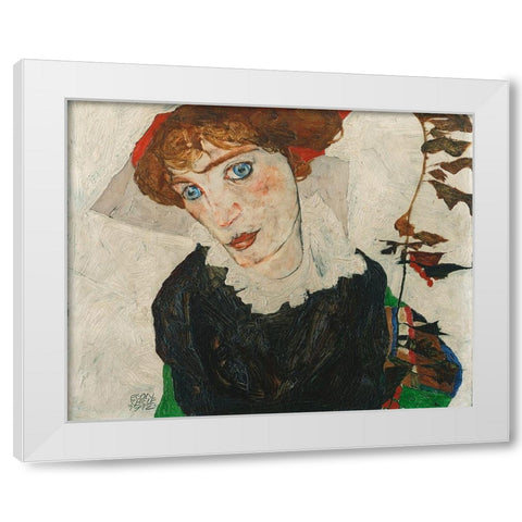 Portrait of Wally Neuzil White Modern Wood Framed Art Print by Schiele, Egon