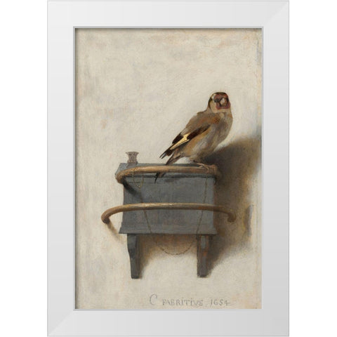 The Goldfinch White Modern Wood Framed Art Print by Fabritius, Carel