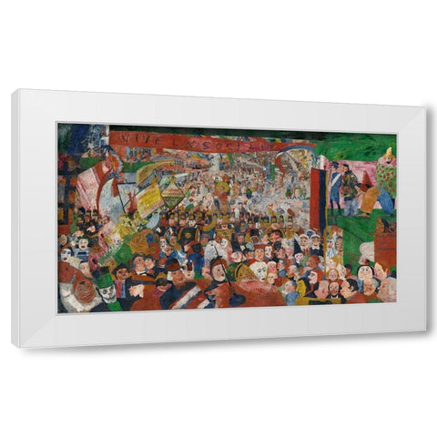 Christs Entry into Brussels in 1889 White Modern Wood Framed Art Print by Ensor, James