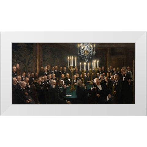 A meeting in the Royal Danish Academy of Sciences and Letters White Modern Wood Framed Art Print by Kroyer, Peder Severin