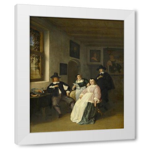 The De Goyer family and the painter White Modern Wood Framed Art Print by Ostade, Adriaen van