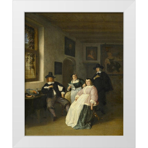 The De Goyer family and the painter White Modern Wood Framed Art Print by Ostade, Adriaen van