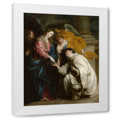 The Vision of the Blessed Hermann Joseph White Modern Wood Framed Art Print by van Dyck, Anton