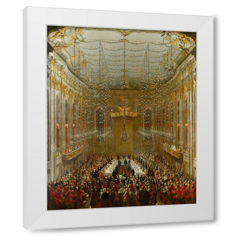 Wedding Supper White Modern Wood Framed Art Print by van Meytens, Martin