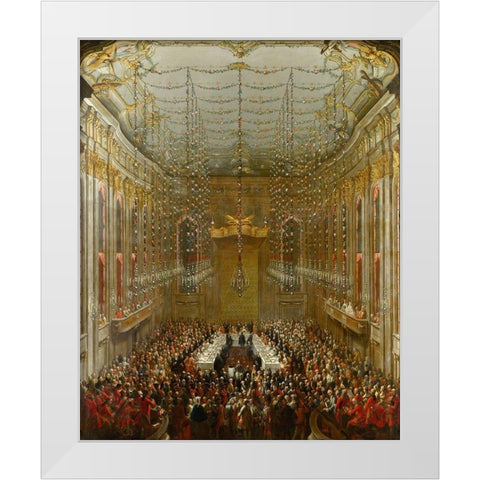 Wedding Supper White Modern Wood Framed Art Print by van Meytens, Martin