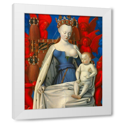 Virgin and Child Surrounded by Angels White Modern Wood Framed Art Print by Fouquet, Jean