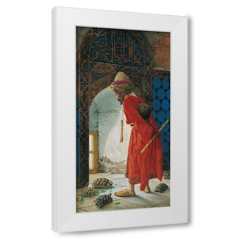The Tortoise Trainer White Modern Wood Framed Art Print by Bey, Osman Hamdi