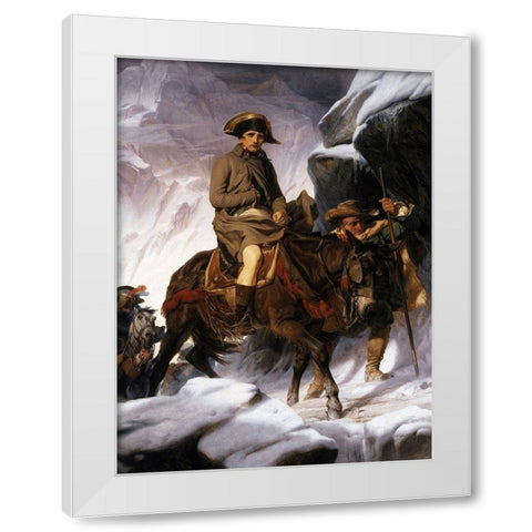 Napoleon Crossing the Alps White Modern Wood Framed Art Print by Delaroche, Paul