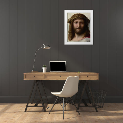 Head of Christ White Modern Wood Framed Art Print by Correggio