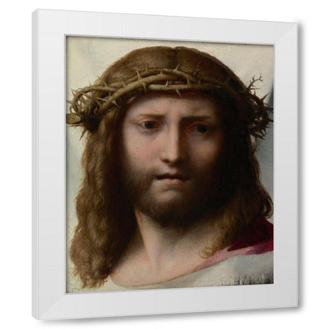 Head of Christ White Modern Wood Framed Art Print by Correggio