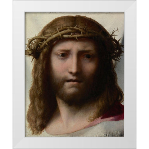 Head of Christ White Modern Wood Framed Art Print by Correggio
