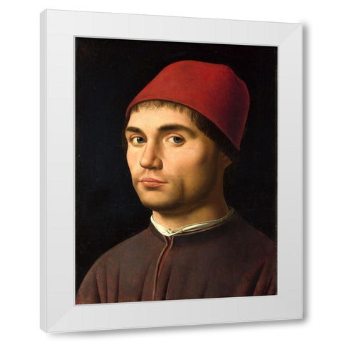 Portrait of a Man White Modern Wood Framed Art Print by da Messina, Antonello