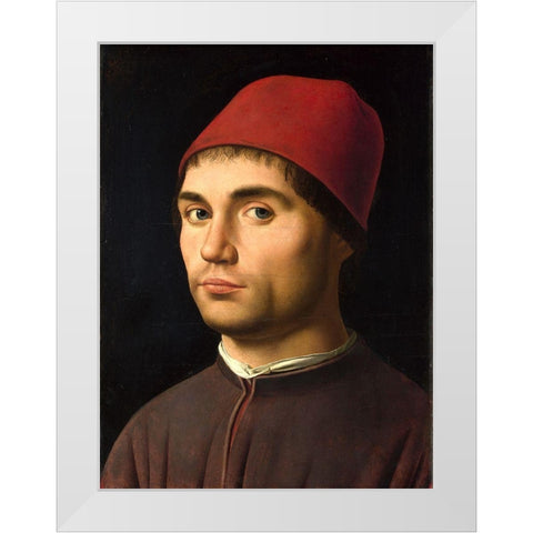 Portrait of a Man White Modern Wood Framed Art Print by da Messina, Antonello
