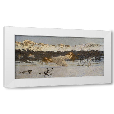 The Punishment of Lust White Modern Wood Framed Art Print by Segantini, Giovanni