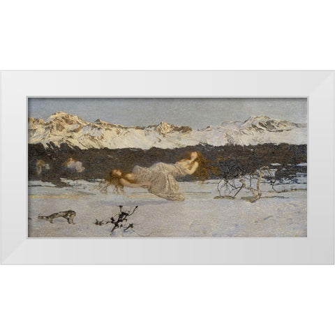 The Punishment of Lust White Modern Wood Framed Art Print by Segantini, Giovanni