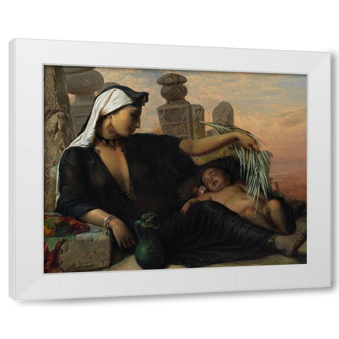 An Egyptian Fellah Woman with her BabyÂ  White Modern Wood Framed Art Print by Jerichau-Baumann, Elisabeth