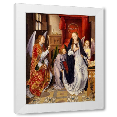 The Annunciation White Modern Wood Framed Art Print by Memling, Hans