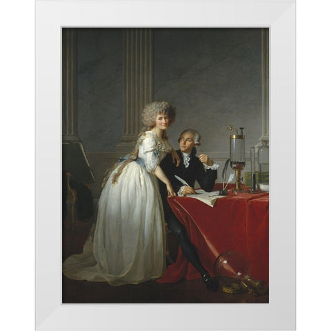 Portrait ofÂ Monsieur de LavoisierÂ and his Wife White Modern Wood Framed Art Print by David, Jacques-Louis