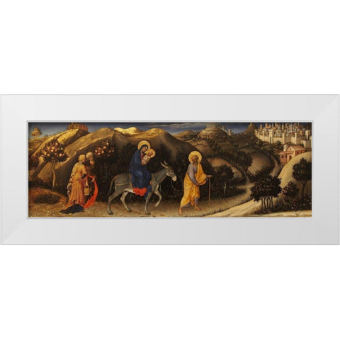 Flyght in Egypt, at Adoration of the Magi White Modern Wood Framed Art Print by da Fabriano, Gentile