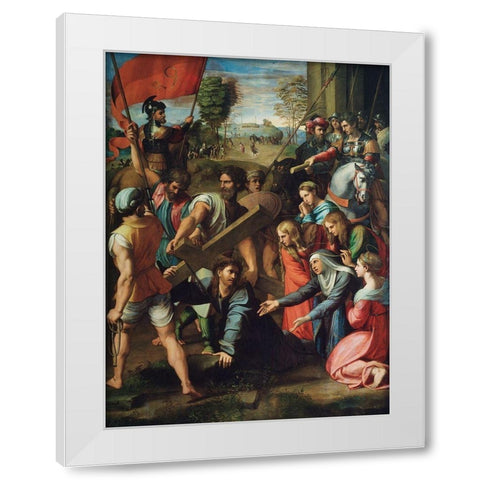 Christ Falling on the Way to Calvary White Modern Wood Framed Art Print by Raphael