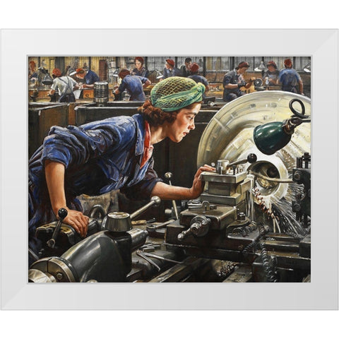 Ruby Loftus Screwing a Breech-ring White Modern Wood Framed Art Print by Knight, Laura