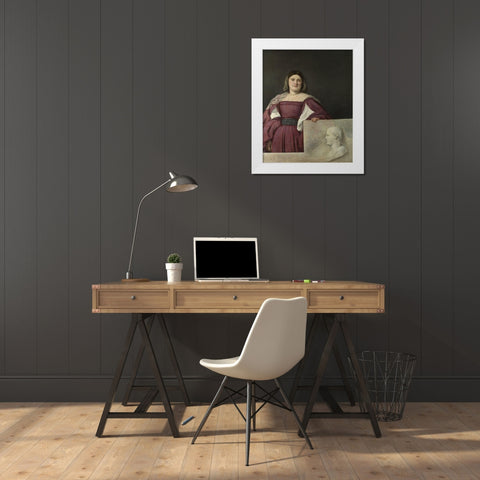 La Schiavona White Modern Wood Framed Art Print by Titian