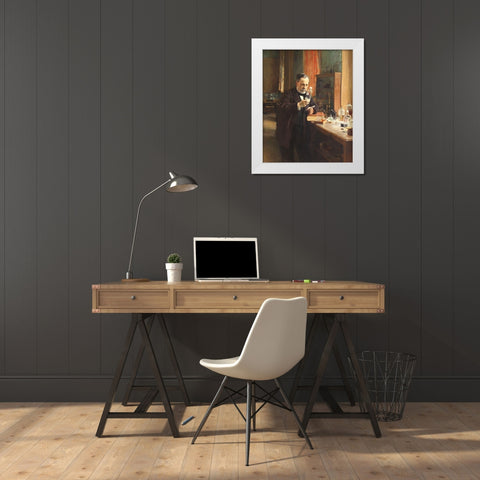 Louis Pasteur White Modern Wood Framed Art Print by Edelfelt, Albert