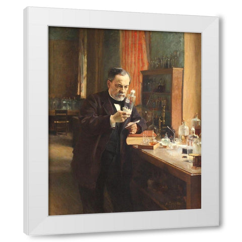 Louis Pasteur White Modern Wood Framed Art Print by Edelfelt, Albert