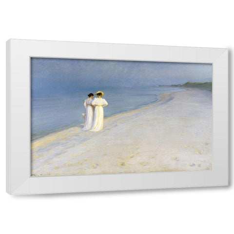 Summer evening on Skagens Beach White Modern Wood Framed Art Print by Kroyer, Peder Severin
