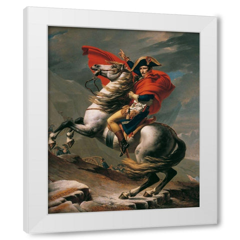 Napoleon Crossing the Alps White Modern Wood Framed Art Print by David, Jacques-Louis