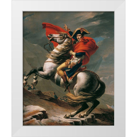 Napoleon Crossing the Alps White Modern Wood Framed Art Print by David, Jacques-Louis