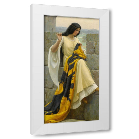 Stitching the Standard White Modern Wood Framed Art Print by Leighton, Edmund