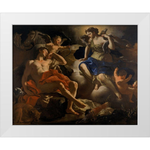 Diana and Endymion White Modern Wood Framed Art Print by Solimena, Francesco