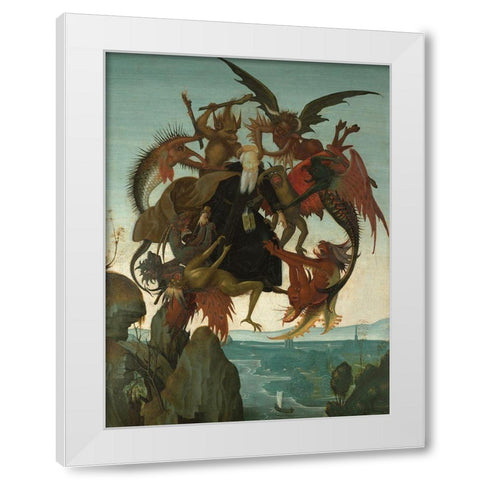 The Torment of Saint Anthony White Modern Wood Framed Art Print by Michelangelo