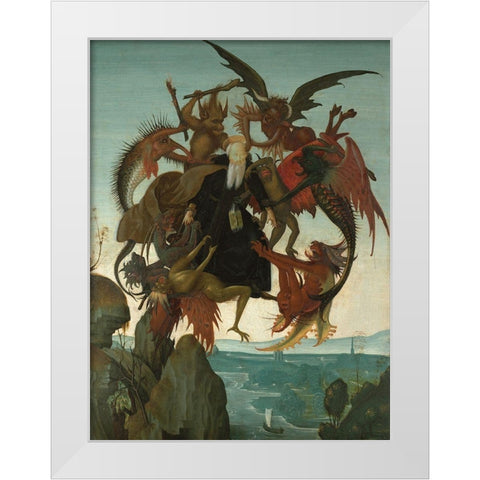 The Torment of Saint Anthony White Modern Wood Framed Art Print by Michelangelo