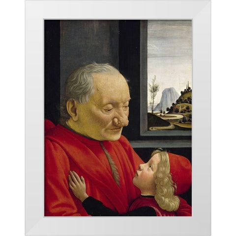 An Old Man and his Grandson White Modern Wood Framed Art Print by Ghirlandaio, Domenico