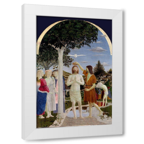 The Baptism of Christ White Modern Wood Framed Art Print by della Francesca, Piero