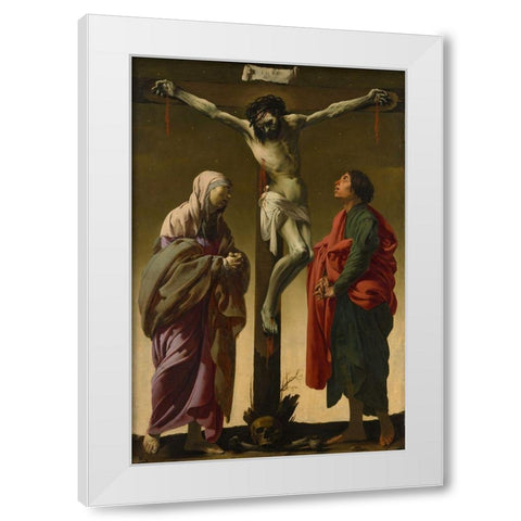Crucifixion with the Virgin and St John White Modern Wood Framed Art Print by ter Brugghen, Hendrick