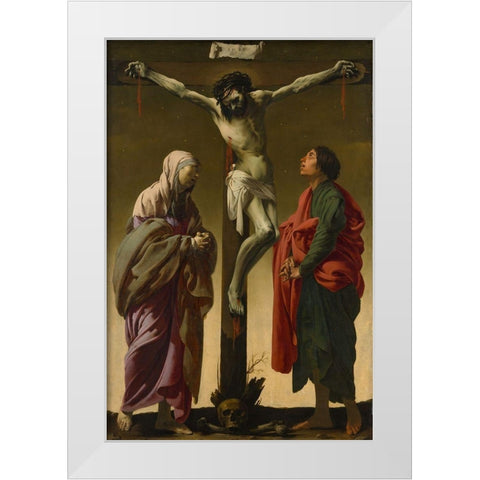 Crucifixion with the Virgin and St John White Modern Wood Framed Art Print by ter Brugghen, Hendrick