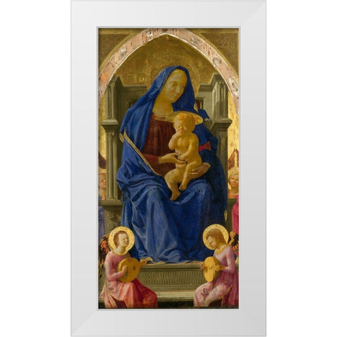Madonna and Child with Angels White Modern Wood Framed Art Print by Masaccio