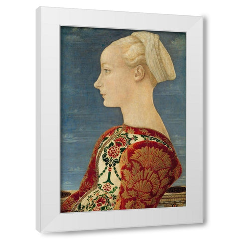 Profile Portrait of a Young Lady White Modern Wood Framed Art Print by del Pollaiolo, Piero