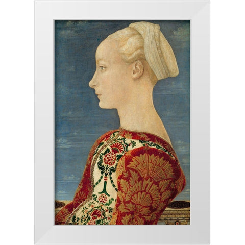 Profile Portrait of a Young Lady White Modern Wood Framed Art Print by del Pollaiolo, Piero