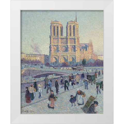 The Quai Saint-Michel and Notre-Dame White Modern Wood Framed Art Print by Luce, Maximilien
