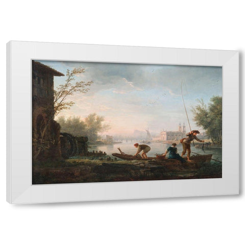 Four Times of the Day, Morning White Modern Wood Framed Art Print by Vernet, Claude Joseph