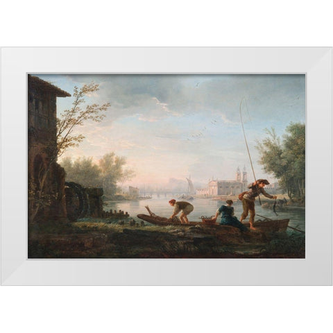 Four Times of the Day, Morning White Modern Wood Framed Art Print by Vernet, Claude Joseph
