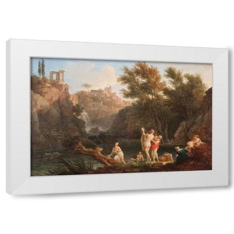 Four Times of the Day, Evening White Modern Wood Framed Art Print by Vernet, Claude Joseph